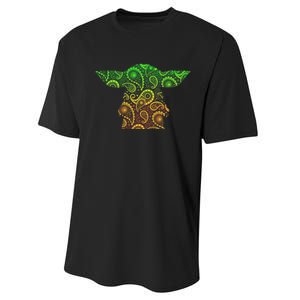 Teardrop Mandala Silhouette Alien Forest Dark Background Performance Sprint T-Shirt