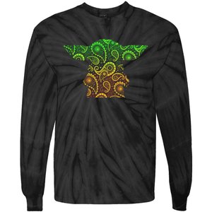 Teardrop Mandala Silhouette Alien Forest Dark Background Tie-Dye Long Sleeve Shirt