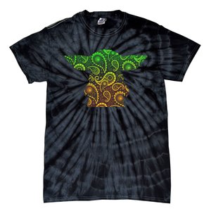 Teardrop Mandala Silhouette Alien Forest Dark Background Tie-Dye T-Shirt