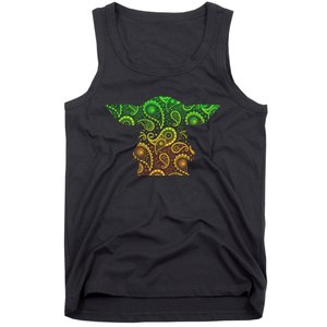 Teardrop Mandala Silhouette Alien Forest Dark Background Tank Top