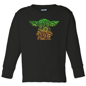 Teardrop Mandala Silhouette Alien Forest Dark Background Toddler Long Sleeve Shirt