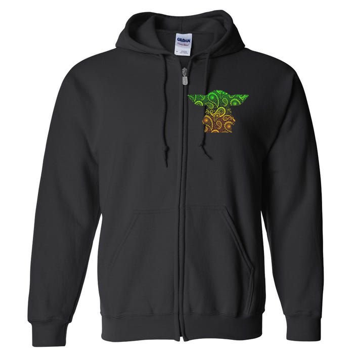 Teardrop Mandala Silhouette Alien Forest Dark Background Full Zip Hoodie