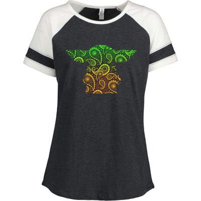 Teardrop Mandala Silhouette Alien Forest Dark Background Enza Ladies Jersey Colorblock Tee