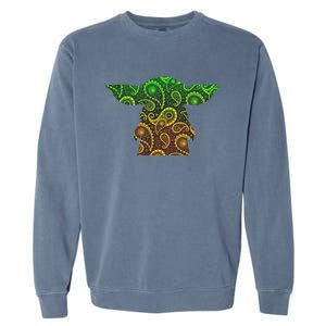 Teardrop Mandala Silhouette Alien Forest Dark Background Garment-Dyed Sweatshirt