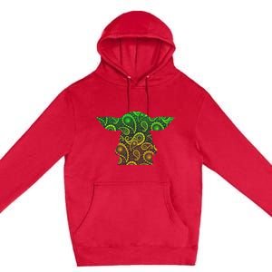 Teardrop Mandala Silhouette Alien Forest Dark Background Premium Pullover Hoodie