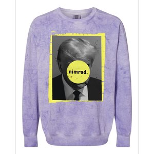 Trump Mug Shot Never Surrender Green Nimrod Trump Day Colorblast Crewneck Sweatshirt