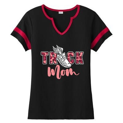 Track Mom Sprinting Marathon Track And Field Runner Ladies Halftime Notch Neck Tee