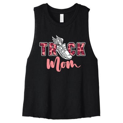 Track Mom Sprinting Marathon Track And Field Runner Women's Racerback Cropped Tank