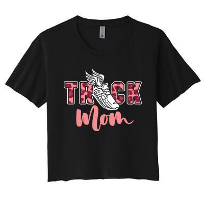 Track Mom Sprinting Marathon Track And Field Runner Women's Crop Top Tee