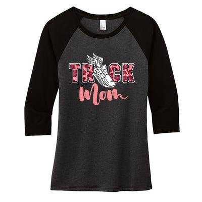 Track Mom Sprinting Marathon Track And Field Runner Women's Tri-Blend 3/4-Sleeve Raglan Shirt