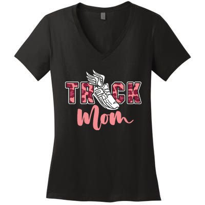 Track Mom Sprinting Marathon Track And Field Runner Women's V-Neck T-Shirt