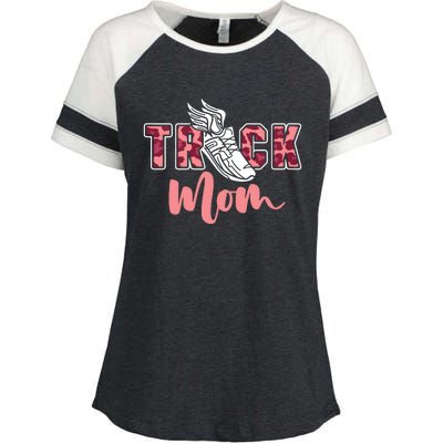 Track Mom Sprinting Marathon Track And Field Runner Enza Ladies Jersey Colorblock Tee