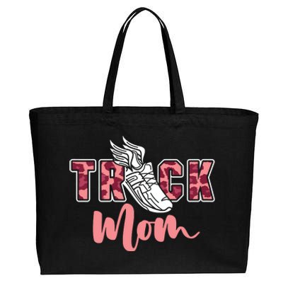 Track Mom Sprinting Marathon Track And Field Runner Cotton Canvas Jumbo Tote