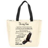 To My Son Eagle Sometimes Its Hard To Find Words Gift From Mom To Son Zip Tote Bag
