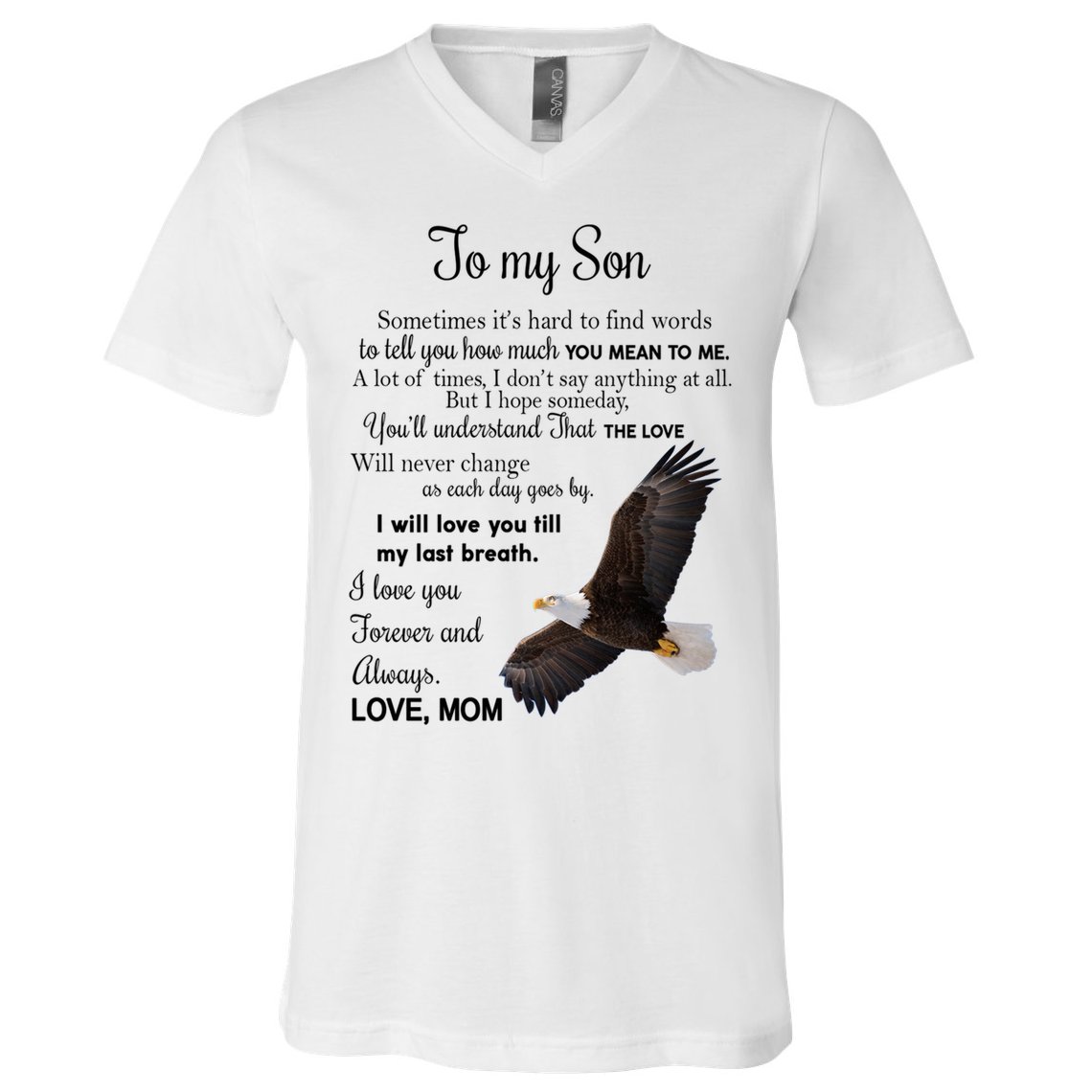 To My Son Eagle Sometimes Its Hard To Find Words Gift From Mom To Son V-Neck T-Shirt