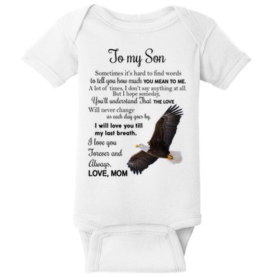 To My Son Eagle Sometimes Its Hard To Find Words Gift From Mom To Son Baby Bodysuit