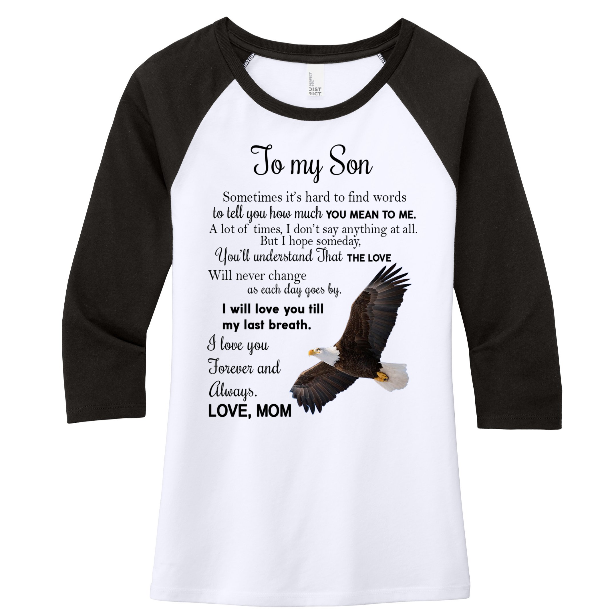 To My Son Eagle Sometimes Its Hard To Find Words Gift From Mom To Son Women's Tri-Blend 3/4-Sleeve Raglan Shirt