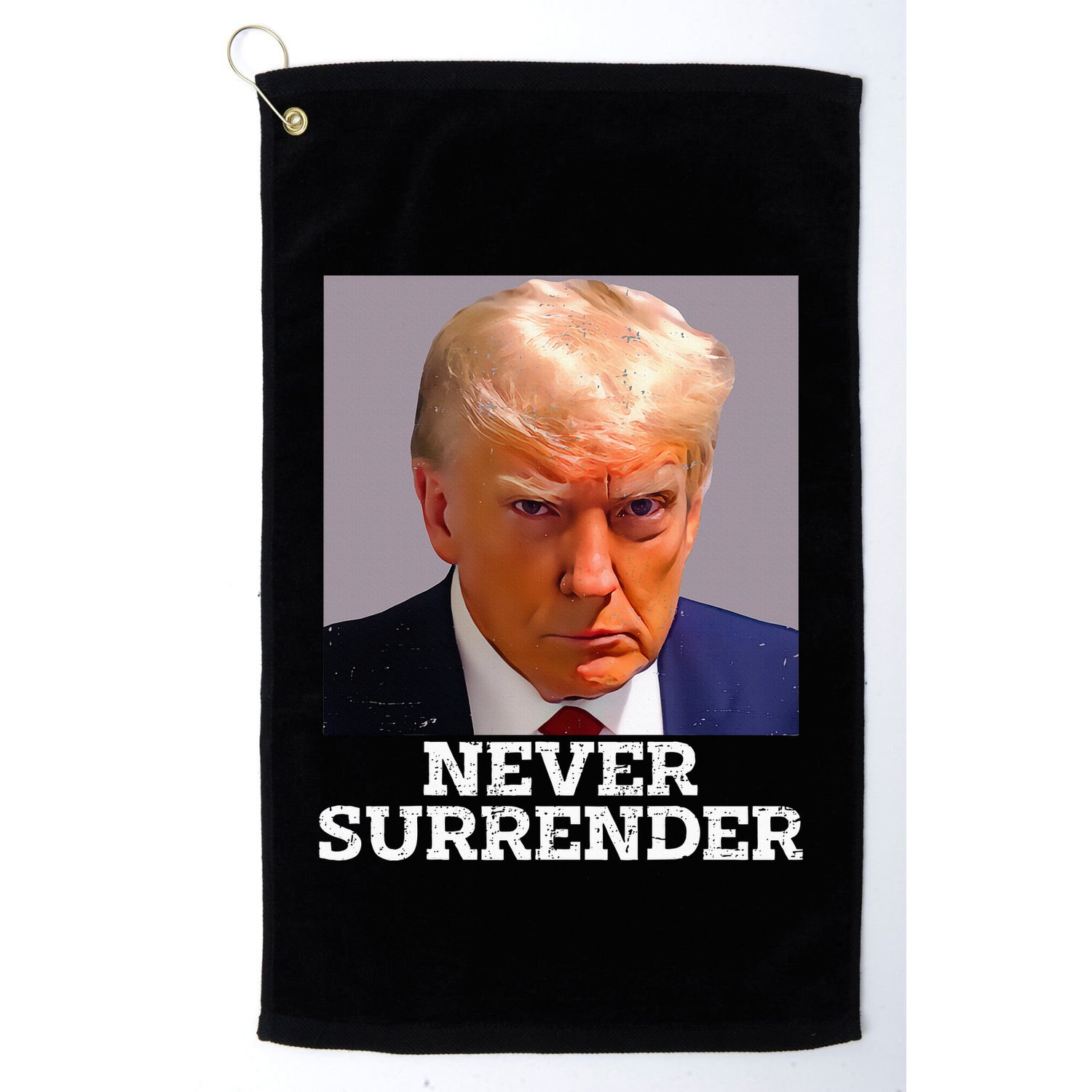 Trump Mug Shot Donald Trump Mug Shot Never Surrender Golf Towel