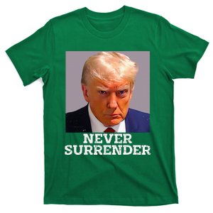 Trump Mug Shot Donald Trump Mug Shot Never Surrender T-Shirt