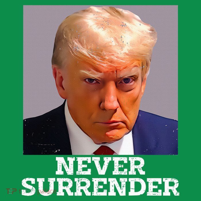 Trump Mug Shot Donald Trump Mug Shot Never Surrender Tall T-Shirt