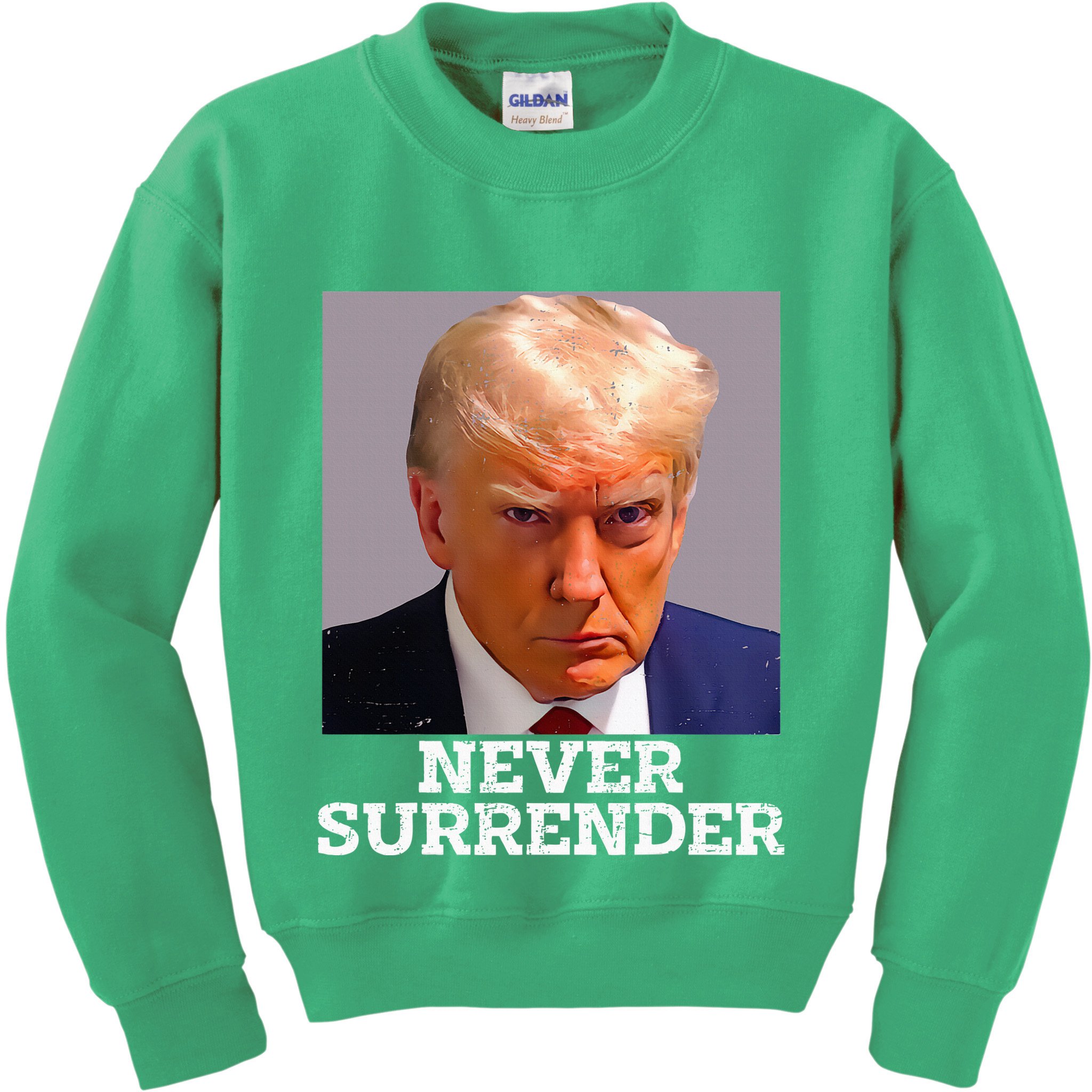 Trump Mug Shot Donald Trump Mug Shot Never Surrender Kids Sweatshirt