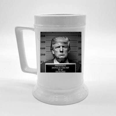 Trump Mug Shot, Trump Not Guilty Pro Trump Supporter Beer Stein