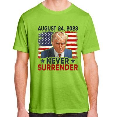 Trump Mug Shot Donald Trump Mug Shot Never Surrender America Flag Adult ChromaSoft Performance T-Shirt