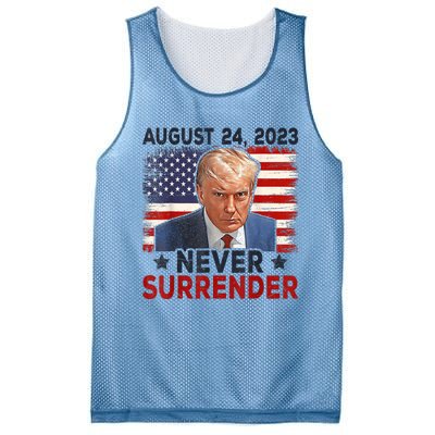 Trump Mug Shot Donald Trump Mug Shot Never Surrender America Flag Mesh Reversible Basketball Jersey Tank