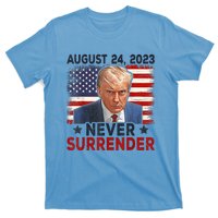 Trump Mug Shot Donald Trump Mug Shot Never Surrender America Flag T-Shirt