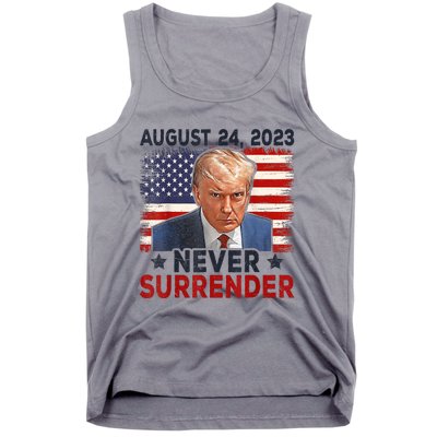 Trump Mug Shot Donald Trump Mug Shot Never Surrender America Flag Tank Top