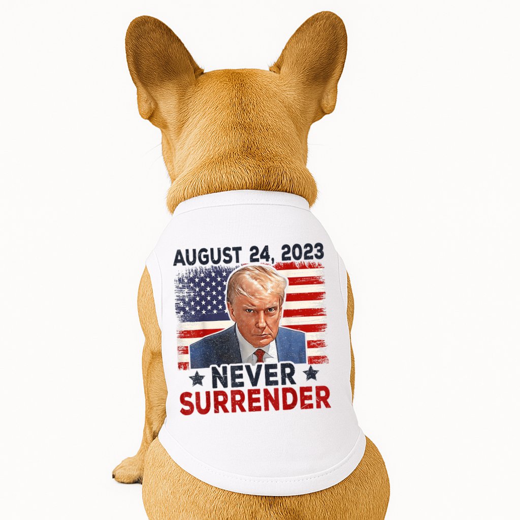 Trump Mug Shot Donald Trump Mug Shot Never Surrender America Flag Doggie Tank
