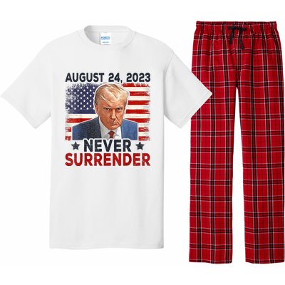 Trump Mug Shot Donald Trump Mug Shot Never Surrender America Flag Pajama Set