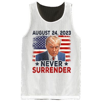 Trump Mug Shot Donald Trump Mug Shot Never Surrender America Flag Mesh Reversible Basketball Jersey Tank