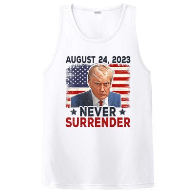 Trump Mug Shot Donald Trump Mug Shot Never Surrender America Flag PosiCharge Competitor Tank