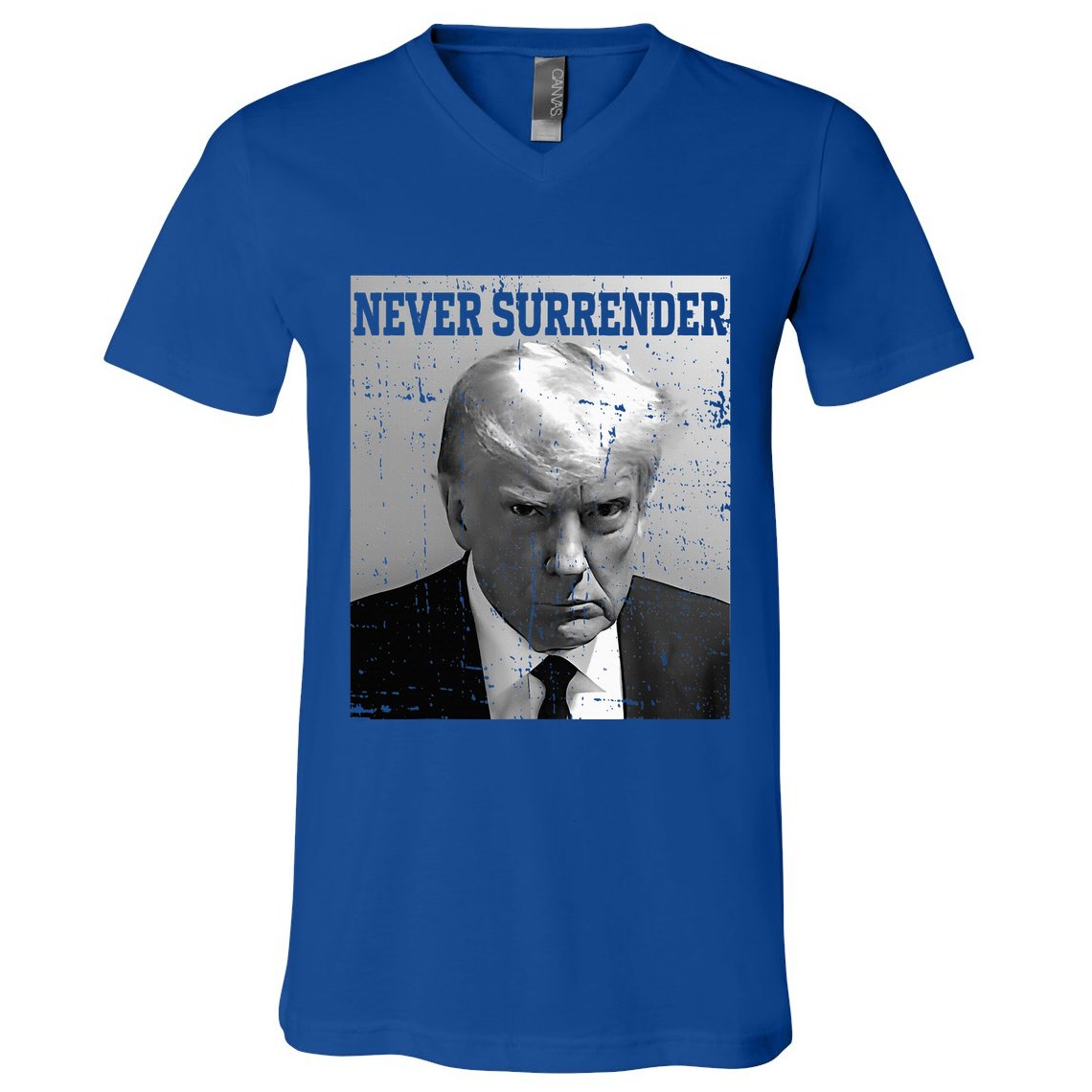 Trump Mug Shot Donald Trump Mug Shot Never Surrender V-Neck T-Shirt