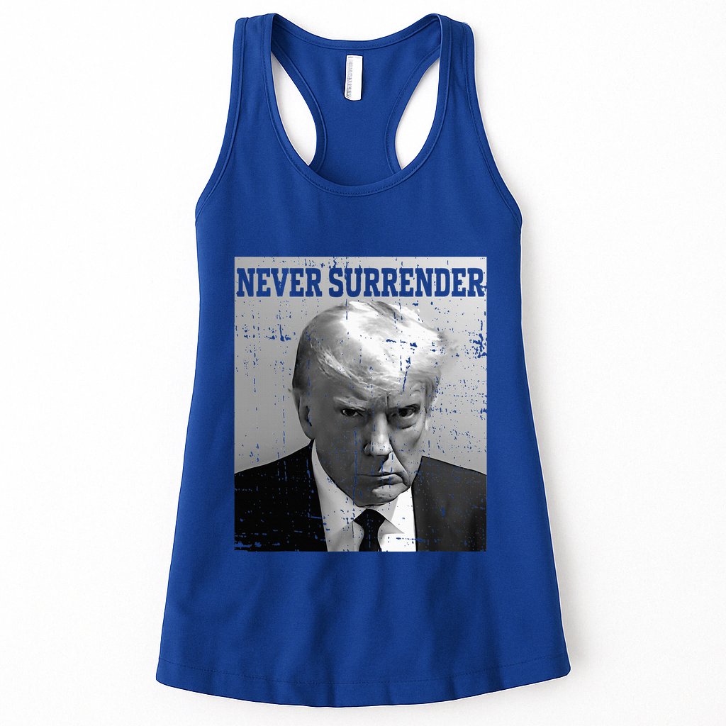 Trump Mug Shot Donald Trump Mug Shot Never Surrender Womens Tank Top