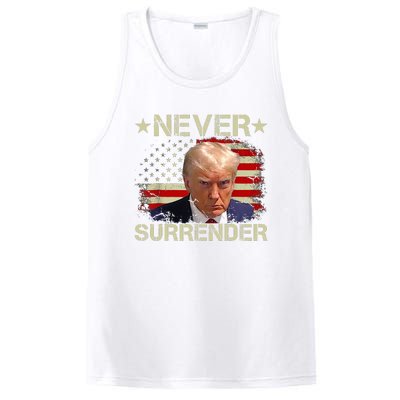 Trump Mug Shot Never Surrender Pro Trump American Flag PosiCharge Competitor Tank