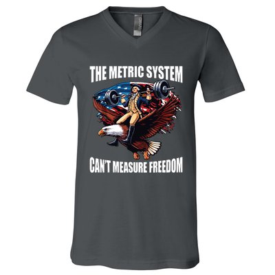 The Metric System Cant Measure Freedom Funny V-Neck T-Shirt