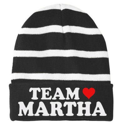 Team Martha Supporter Design Striped Beanie with Solid Band