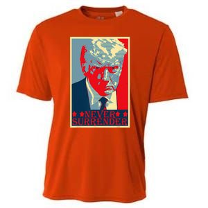 Trump Mug Shot Donald Trump Mug Shot Never Surrender Cooling Performance Crew T-Shirt