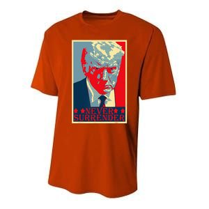 Trump Mug Shot Donald Trump Mug Shot Never Surrender Performance Sprint T-Shirt