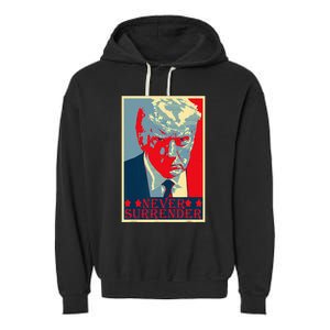 Trump Mug Shot Donald Trump Mug Shot Never Surrender Garment-Dyed Fleece Hoodie