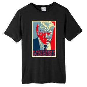 Trump Mug Shot Donald Trump Mug Shot Never Surrender Tall Fusion ChromaSoft Performance T-Shirt