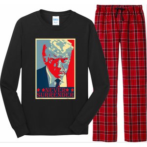 Trump Mug Shot Donald Trump Mug Shot Never Surrender Long Sleeve Pajama Set