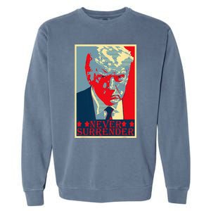 Trump Mug Shot Donald Trump Mug Shot Never Surrender Garment-Dyed Sweatshirt