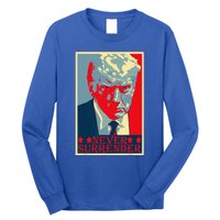 Trump Mug Shot Donald Trump Mug Shot Never Surrender Long Sleeve Shirt