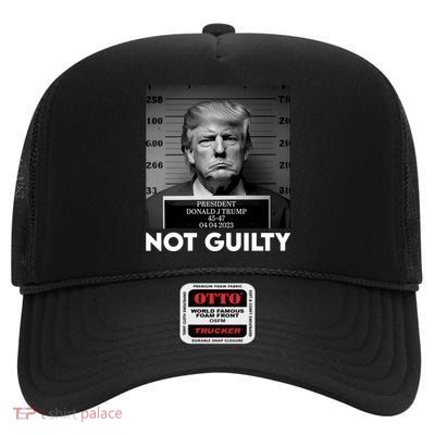 Trump Mug Shot, Trump Not Guilty Pro Trump Supporter High Crown Mesh Back Trucker Hat