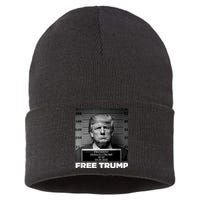 Trump Mugshot 2024 President Legend Trump never surrender Sustainable Knit Beanie