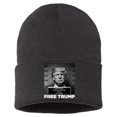 Trump Mugshot 2024 President Legend Trump never surrender Sustainable Knit Beanie