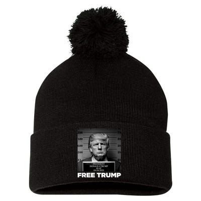 Trump Mugshot 2024 President Legend Trump never surrender Pom Pom 12in Knit Beanie